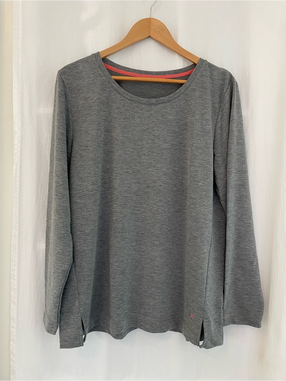 Gray Long-Sleeve Crewneck Top with Inspiring Quote